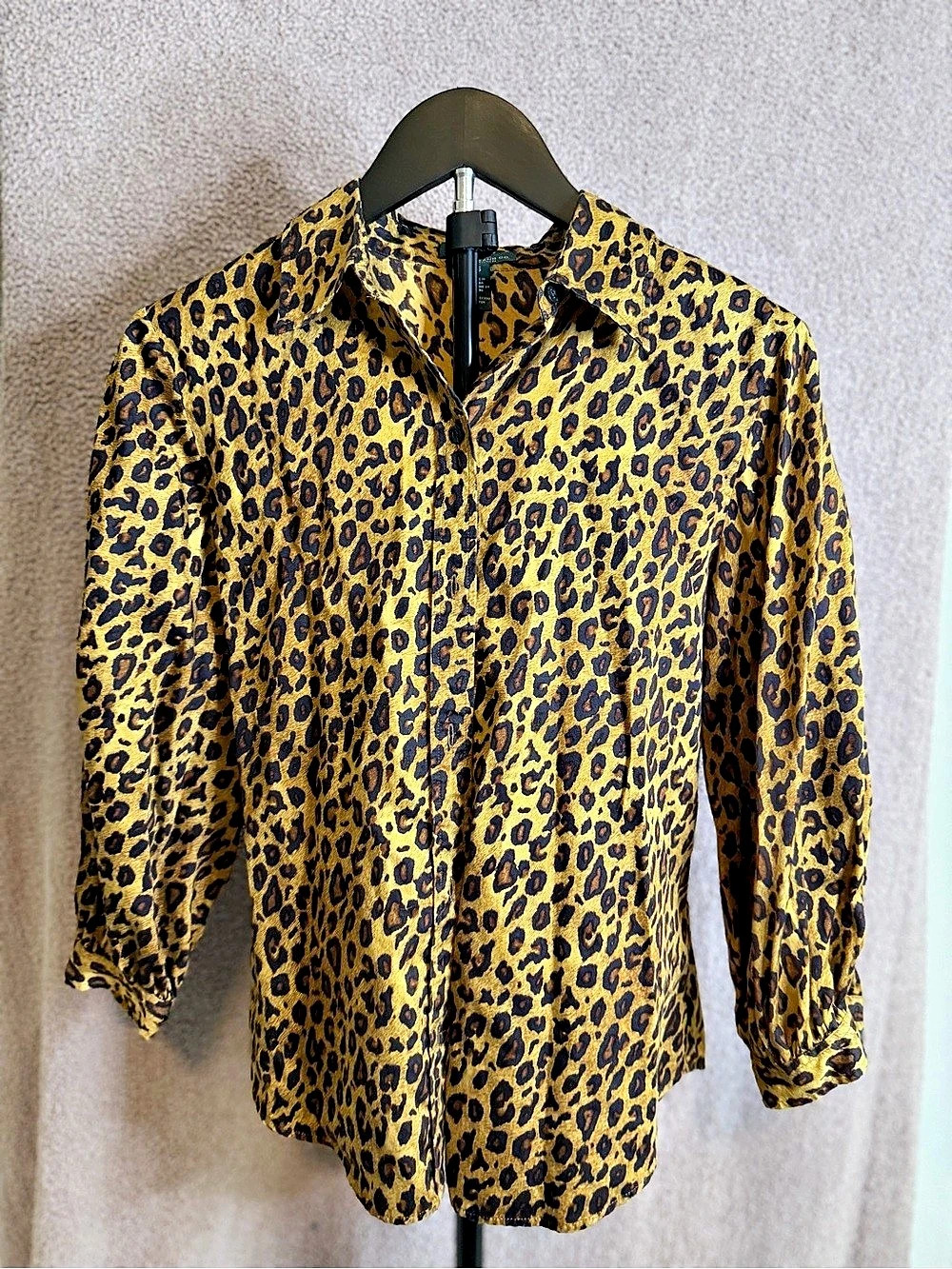 Lauren Ralph Lauren LRL Leopard Print Button Down Blouse Women’s XS Animal Print